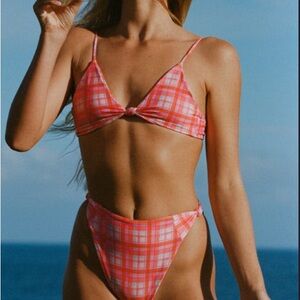 Pink Plaid Bikini Set